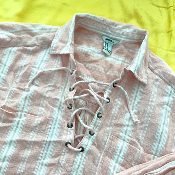 Forever 21 Pink Stripes Shirt - Picture 2 of 2
